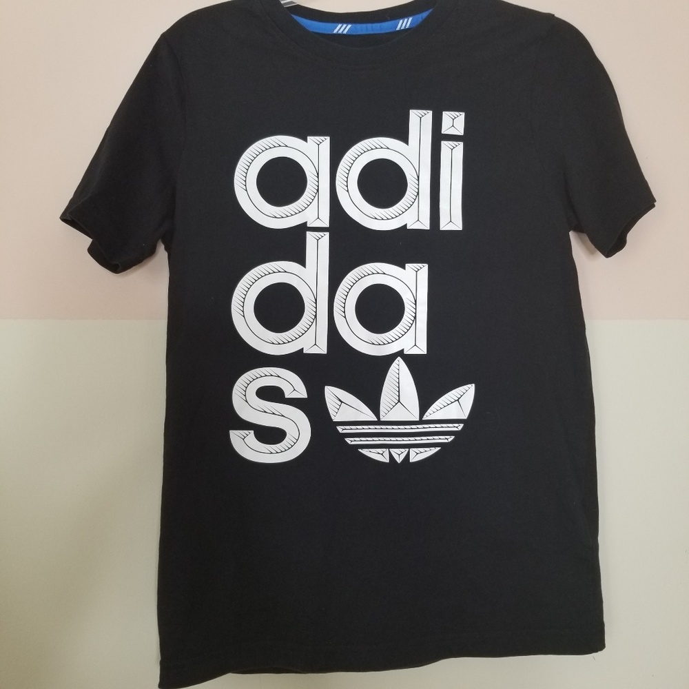 Adidas black and white t-shirt in size large